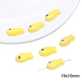 Handmade yellow ceramic fish bead 19x10mm for creative DIY jewelry making projects - Double Sided Fish