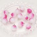 Pink and white gradient peach charms with silver loops for DIY jewelry making - Pink Peach With Silver Eye Pin (04#)