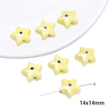 Yellow ceramic star beads with blue evil eye pattern for DIY jewelry making 14x14mm - Spotted Five-pointed Star