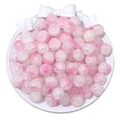 Pink and white crackle glass round beads for DIY handmade jewelry crafting accessories - Pink