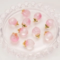 DIY jewelry charm pink peach pendant with golden leaf and green enamel accents set of ten - Transparent Light Pink Peach With Green Leaf (02#)