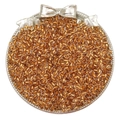 Amber glass seed beads for DIY jewelry displayed in a decorative silver tray - 2mm / Champagne Gold