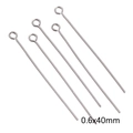 Cinque chiodini a occhiello in acciaio inox argento 0,6x40mm per creazione gioielli DIY - Chiodino a Occhiello (0.6x40mm) / Colore acciaio