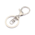Polierter Karabinerverschluss aus Silberlegierung mit Drehring für DIY-Schlüsselanhänger - 5 Stück/Packung (Karabiner 21x33mm, Schlüsselring 30mm) / Weißgold-Ton