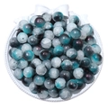 DIY jewelry 8mm glass beads with teal and black crackle glaze finish for bracelet making - Blue and Black Pearlescent