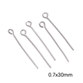Cinque chiodini a occhiello in acciaio inox argento per gioielli 0,7x30mm - Chiodino a Occhiello (0.7x30mm) / Colore acciaio