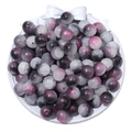 Shatter-effect 8mm round glass beads in black purple and white gradient for DIY jewelry - Purple and Black Pearlescent