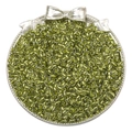 Olive green silver-lined glass seed beads for DIY jewelry making in a silver tray - Silver Grass Green