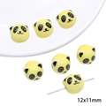 Creative yellow ceramic panda beads for DIY handmade bracelets and necklaces 12x11mm - Panda
