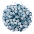 Blue and white gradient glass beads with ice crack texture for DIY jewelry making - Cyan Blue Pearlescent