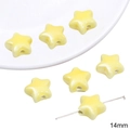 14mm yellow star shaped ceramic loose beads with polished finish for DIY jewelry crafts - Pentagram