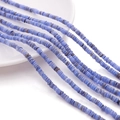 Flat disc blue natural shell beads in parallel strands for DIY jewelry making - 4mm (Hole 0.8mm, 38cm/Strand, 200-230 Beads) / Blue