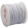 Polyester core white elastic cord on plastic spool for DIY bracelet and necklace weaving - Thickness 0.8mm Approx 45m/Roll / White