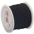 Roll of black polyester core elastic cord for DIY jewelry making on white spool - Thickness 0.8mm Approx 45m/Roll / Black