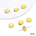 Yellow ceramic evil eye 9mm flat round beads for creative handmade jewelry DIY - Evil Eye Abacus Bead