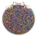 Multicolor silver-lined glass seed beads in a metal tray for DIY jewelry making - Macaron Color