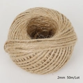 Natural 2mm jute rope for DIY crafts and gift wrapping, 50m length on white background - 2mm-50m(CTJ01) / Natural