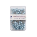 Light blue pearl head stainless steel dressmaker pins in transparent storage box - Light Blue / 100 Pieces (4mm x 38mm)
