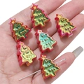 Iridescent Christmas tree acrylic beads for DIY jewelry making, 6 pieces held in hand - Plated Christmas Tree / 17x24mm (2 Pieces/Pack) / Red