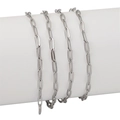 Polished silver stainless steel paperclip chain with rectangular links for DIY jewelry - 3x9.5mm (1 Meter/Pack)