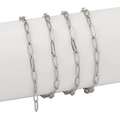 Polished silver stainless steel paperclip chain links for DIY jewelry making - 4x12mm (1 Meter/Pack)