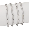 Polished silver stainless steel paperclip chain links for DIY jewelry making - 5x14.5mm (1 Meter/Pack)