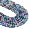 Perline tonde in giada persiana sintetica con finitura marmorizzata rossa blu e verde - 8mm Foro Circa 1mm 38cm/Filo Circa 50 Pezzi / Verde Turchese