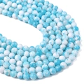 Perline tonde in giada persiana sintetica marmorizzata bianco celeste per gioielli fai-da-te - 8mm Foro Circa 1mm 38cm/Filo Circa 50 Pezzi / Blu