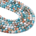 Perle per gioielli fai da te con trama marmorizzata blu bianco arancione per braccialetti - 8mm Foro Circa 1mm 38cm/Filo Circa 50 Pezzi / Arancione Blu