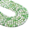 Perle in giada sintetica persiana verde e bianca lucida per collane e bracciali fai-da-te - 8mm Foro Circa 1mm 38cm/Filo Circa 50 Pezzi / Verde