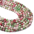 Perline sintetiche di giada persiana lucida con texture mista verde, rosa e bianca - 8mm Foro Circa 1mm 38cm/Filo Circa 50 Pezzi / Viola e Verde