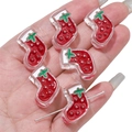 DIY Acryl Weihnachtsstrumpf Perle für Schmuckherstellung, rotes festliches Bastelzubehör - Transparente Socken