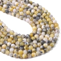Perline rotonde in pietra marmorizzata gialla grigia e bianca per gioielli fai da te - 8mm Foro Circa 1mm 38cm/Filo Circa 50 Pezzi / Grigio-Giallo