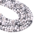Perline di giada sintetica in stile marmo grigio lucido per collane e gioielli DIY - 8mm Foro Circa 1mm 38cm/Filo Circa 50 Pezzi / grigio-bianco