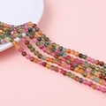 Strand of colorful tourmaline round beads for DIY jewelry making in pink green yellow - Round Bead Style (4mm)