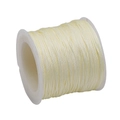 Pale yellow 72# nylon braided cord for DIY jewelry making on white plastic spool - 0.8mm / Beige