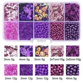 Kit de cuentas DIY de 10 compartimentos con lentejuelas moradas y perlas mixtas - Paquete de 10 compartimentos / Serie Púrpura Oscura