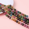 Multi-color tourmaline round beads for DIY handmade jewelry bracelets and necklaces - Round Bead Style (8mm)