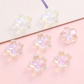 Iridescent glass cherry blossom beads in soft pink and purple tones for DIY jewelry making - 11mm (1mm Hole/10 Pcs) / Imported Colorful