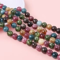 Polished synthetic tourmaline round beads in multi-color rows for DIY jewelry making - Round Bead Style (10mm)
