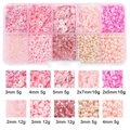 Kit de cuentas DIY rosa 10 rejillas con lentejuelas y perlas para bordado manual - Paquete de 10 compartimentos / Serie Rosa