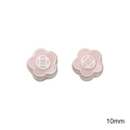 Dijes de flores esmaltados rosa y blanco para joyas DIY, set de cuentas de 10mm - 10mm / Cuenta Flor de Riqueza Cinco Pétalos Rosa