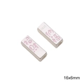 Colgante rectangular de plata mate con caracteres chinos de esmalte rosa 16x6 mm - 16x6mm / Cuenta Espaciadora Cuadrada de la Suerte Rosa