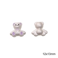 Par de colgantes de oso blanco perlado con detalles púrpuras para hacer joyas DIY - 12x13mm / Cuenta Oso Sentado Púrpura