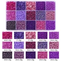 Kit de cuentas DIY de 15 compartimentos con cuentas violetas y azules en caja - 15 Rejillas / Morado Oscuro