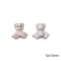 Par de dijes de oso plateado perlado con lazos rosas y detalles de 12x13mm - 12x13mm / Cuenta Oso Sentado Rosa