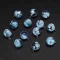 Blue sky cloud resin spherical pendant beads set with silver hanging loops for DIY jewelry - Round Bead - Blue Sky White Clouds (12mm) / Aperture Approx 1mm, Blue, 1 Piece/Pack