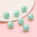 Mint green irregular acrylic fig beads with pearlescent finish for DIY jewelry making - Size approx 16mm Hole approx 2mm / Green