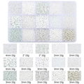 Kit de cuentas DIY en caja de 15 rejillas con cuentas blancas y trasparentes variadas - 15 Rejillas / Blanco