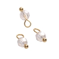 Three faceted 4mm clear glass bead pendants with gold metal rings for DIY jewelry - 4mm (1.5mm Hole) 5 Pieces/Pack / Ball Bead AB Iridescent